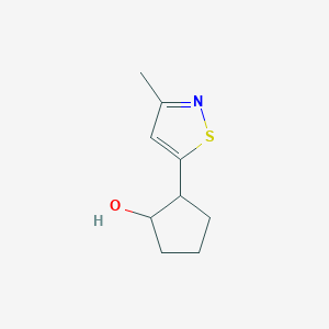 molecular formula C9H13NOS B13291292 2-(3-Methyl-1,2-thiazol-5-yl)cyclopentan-1-ol 