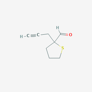 molecular formula C8H10OS B13291308 2-(Prop-2-yn-1-yl)thiolane-2-carbaldehyde 