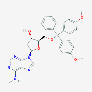 molecular formula C32H33N5O5 B132914 (2R,3S,5R)-2-((Bis(4-methoxyphenyl)(phenyl)methoxy)methyl)-5-(6-(methylamino)-9H-purin-9-yl)tetrahydrofuran-3-ol CAS No. 98056-69-0