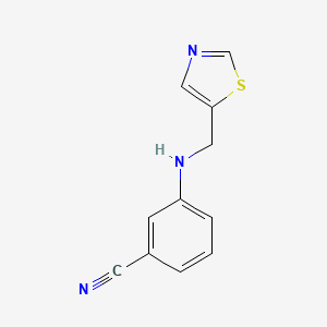 molecular formula C11H9N3S B13291455 3-((Thiazol-5-ylmethyl)amino)benzonitrile 