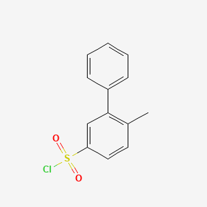 molecular formula C13H11ClO2S B13291463 4-Methyl-3-phenylbenzene-1-sulfonyl chloride 