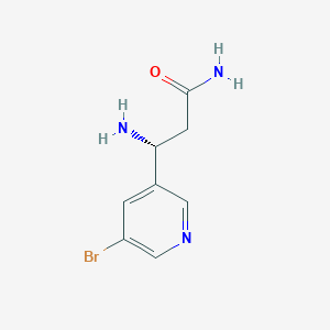 molecular formula C8H10BrN3O B13291519 (3R)-3-Amino-3-(5-bromopyridin-3-yl)propanamide 
