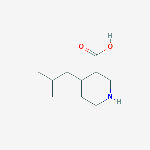 molecular formula C10H19NO2 B13291546 4-(2-Methylpropyl)piperidine-3-carboxylic acid 