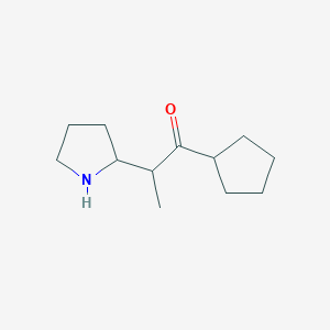 molecular formula C12H21NO B13291568 1-Cyclopentyl-2-(pyrrolidin-2-yl)propan-1-one 