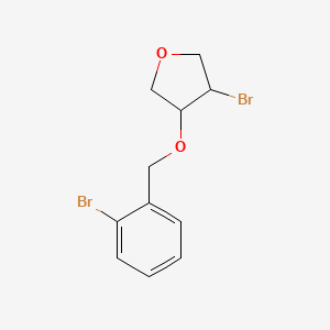 molecular formula C11H12Br2O2 B13291576 3-Bromo-4-[(2-bromophenyl)methoxy]oxolane 