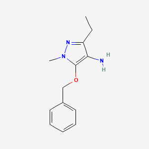 molecular formula C13H17N3O B13291622 5-(Benzyloxy)-3-ethyl-1-methyl-1H-pyrazol-4-amine 