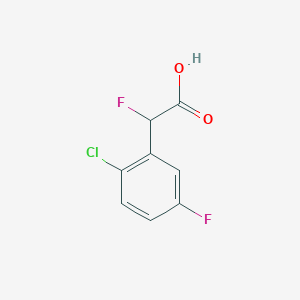 molecular formula C8H5ClF2O2 B13291667 2-(2-Chloro-5-fluorophenyl)-2-fluoroacetic acid 