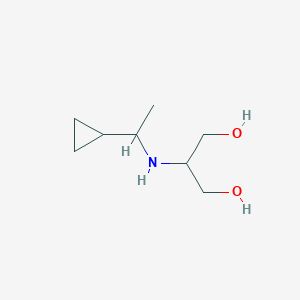 molecular formula C8H17NO2 B13291688 2-[(1-Cyclopropylethyl)amino]propane-1,3-diol 