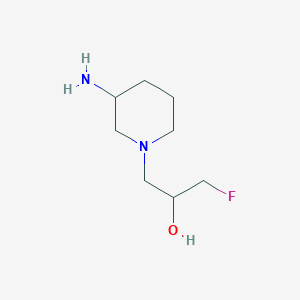 molecular formula C8H17FN2O B13291772 1-(3-Aminopiperidin-1-yl)-3-fluoropropan-2-ol 