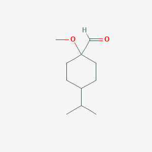 molecular formula C11H20O2 B13291817 1-Methoxy-4-(propan-2-yl)cyclohexane-1-carbaldehyde 