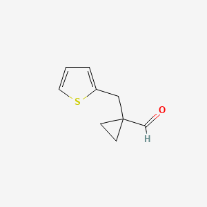 molecular formula C9H10OS B13291825 1-(Thiophen-2-ylmethyl)cyclopropane-1-carbaldehyde 