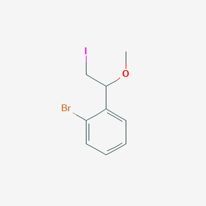 molecular formula C9H10BrIO B13291888 1-Bromo-2-(2-iodo-1-methoxyethyl)benzene 