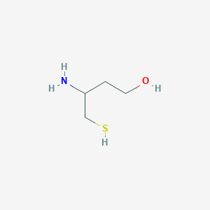 molecular formula C4H11NOS B13291913 3-Amino-4-sulfanylbutan-1-ol 