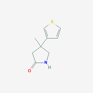 molecular formula C9H11NOS B13291921 4-Methyl-4-(thiophen-3-yl)pyrrolidin-2-one 