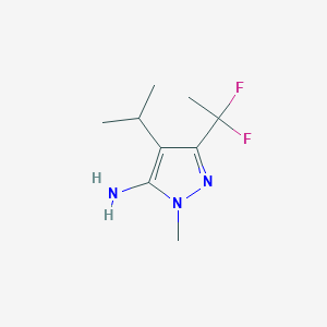 molecular formula C9H15F2N3 B13291938 3-(1,1-Difluoroethyl)-1-methyl-4-(propan-2-yl)-1H-pyrazol-5-amine 