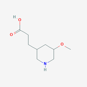 molecular formula C9H17NO3 B13291982 3-(5-Methoxypiperidin-3-yl)propanoic acid 