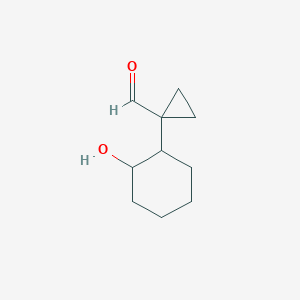 molecular formula C10H16O2 B13291984 1-(2-Hydroxycyclohexyl)cyclopropane-1-carbaldehyde 