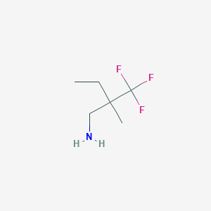 molecular formula C6H12F3N B13291995 2-(Aminomethyl)-1,1,1-trifluoro-2-methylbutane 