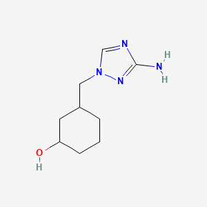 molecular formula C9H16N4O B13292005 3-[(3-Amino-1H-1,2,4-triazol-1-yl)methyl]cyclohexan-1-ol 