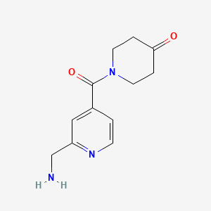 molecular formula C12H15N3O2 B13292041 1-[2-(Aminomethyl)pyridine-4-carbonyl]piperidin-4-one 
