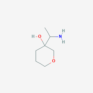 molecular formula C7H15NO2 B13292043 3-(1-Aminoethyl)oxan-3-ol 