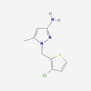 molecular formula C9H10ClN3S B13292048 1-[(3-Chlorothiophen-2-yl)methyl]-5-methyl-1H-pyrazol-3-amine 