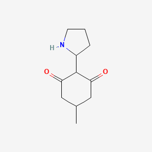 molecular formula C11H17NO2 B13292068 5-Methyl-2-(pyrrolidin-2-yl)cyclohexane-1,3-dione 