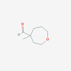 molecular formula C8H14O2 B13292076 4-Methyloxepane-4-carbaldehyde 
