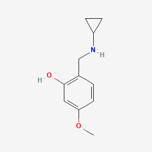 molecular formula C11H15NO2 B13292116 2-[(Cyclopropylamino)methyl]-5-methoxyphenol 