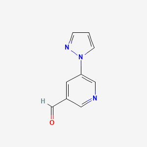 molecular formula C9H7N3O B13292120 5-(1H-Pyrazol-1-yl)pyridine-3-carbaldehyde 