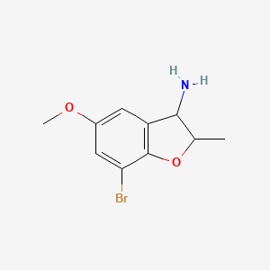 molecular formula C10H12BrNO2 B13292181 7-Bromo-5-methoxy-2-methyl-2,3-dihydro-1-benzofuran-3-amine 