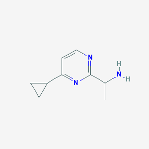 molecular formula C9H13N3 B13292236 1-(4-Cyclopropylpyrimidin-2-YL)ethan-1-amine 