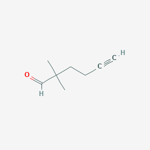 molecular formula C8H12O B13292244 2,2-Dimethylhex-5-ynal 