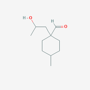 molecular formula C11H20O2 B13292267 1-(2-Hydroxypropyl)-4-methylcyclohexane-1-carbaldehyde 
