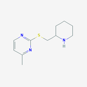 molecular formula C11H17N3S B13292306 4-Methyl-2-((piperidin-2-ylmethyl)thio)pyrimidine 