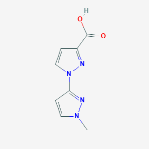 molecular formula C8H8N4O2 B13292320 1'-Methyl-1'h-[1,3'-bipyrazole]-3-carboxylic acid 