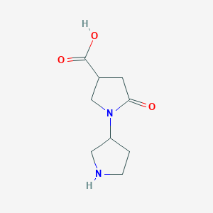 molecular formula C9H14N2O3 B13292322 5-Oxo-1-(pyrrolidin-3-yl)pyrrolidine-3-carboxylic acid 