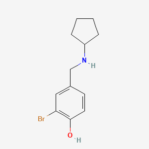 molecular formula C12H16BrNO B13292329 2-Bromo-4-((cyclopentylamino)methyl)phenol 