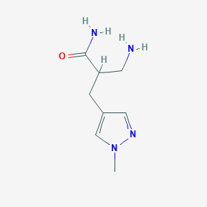molecular formula C8H14N4O B13292351 3-Amino-2-[(1-methyl-1H-pyrazol-4-yl)methyl]propanamide 