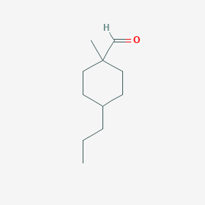 molecular formula C11H20O B13292356 1-Methyl-4-propylcyclohexane-1-carbaldehyde 