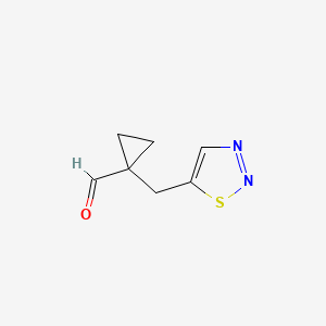 molecular formula C7H8N2OS B13292411 1-(1,2,3-Thiadiazol-5-ylmethyl)cyclopropane-1-carbaldehyde 