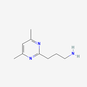 molecular formula C9H15N3 B13292425 3-(4,6-Dimethylpyrimidin-2-yl)propan-1-amine 