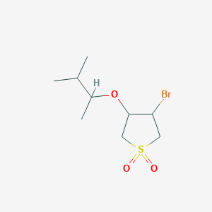molecular formula C9H17BrO3S B13292466 3-Bromo-4-((3-methylbutan-2-yl)oxy)tetrahydrothiophene 1,1-dioxide 