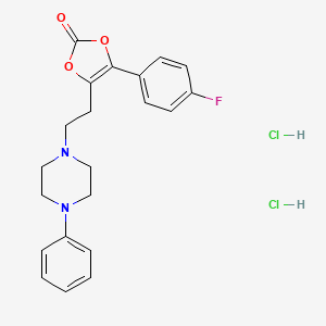 molecular formula C21H23Cl2FN2O3 B1329247 4-(4-Fluorophenyl)-5-(2-(4-phenyl-1-piperazinyl)ethyl)-1,3-dioxol-2-one dihydrochloride CAS No. 71922-95-7