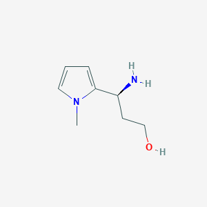 molecular formula C8H14N2O B13292476 (3S)-3-Amino-3-(1-methylpyrrol-2-YL)propan-1-OL 