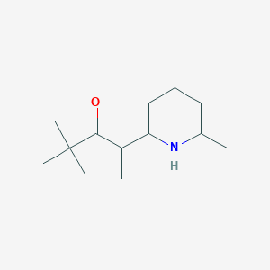 molecular formula C13H25NO B13292518 2,2-Dimethyl-4-(6-methylpiperidin-2-yl)pentan-3-one 