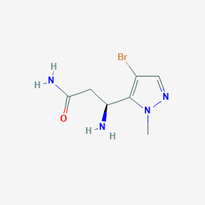 molecular formula C7H11BrN4O B13292561 (3S)-3-Amino-3-(4-bromo-1-methyl-1H-pyrazol-5-yl)propanamide 