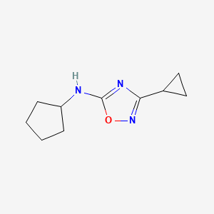molecular formula C10H15N3O B13292583 N-Cyclopentyl-3-cyclopropyl-1,2,4-oxadiazol-5-amine 