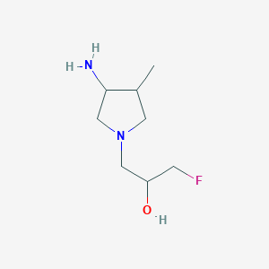 molecular formula C8H17FN2O B13292592 1-(3-Amino-4-methylpyrrolidin-1-yl)-3-fluoropropan-2-ol 