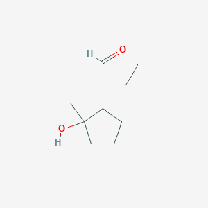 molecular formula C11H20O2 B13292605 2-(2-Hydroxy-2-methylcyclopentyl)-2-methylbutanal 